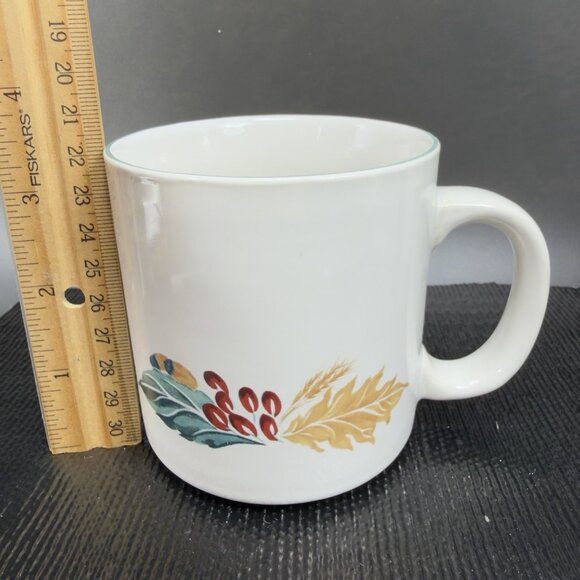 Newcor 1994 Cabin Berries Leaves Stoneware Ceramic Coffee Mug Cup Set2 Mugs Cups - Picture 2 of 12